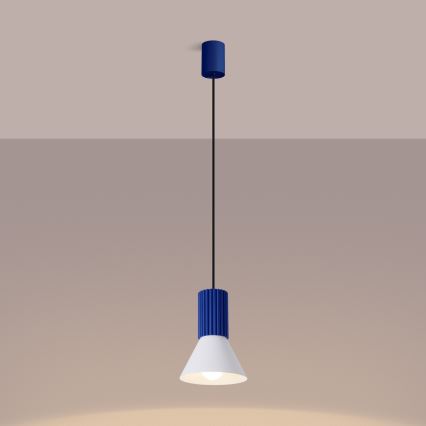 Suspension sur câble ESTRIA 1xE14/10W/230V Ø 14 cm bleue