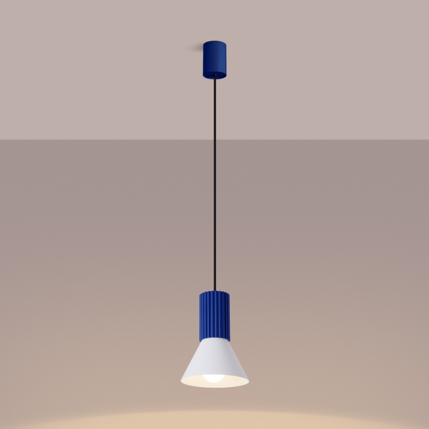 Suspension sur câble ESTRIA 1xE14/10W/230V Ø 14 cm bleue
