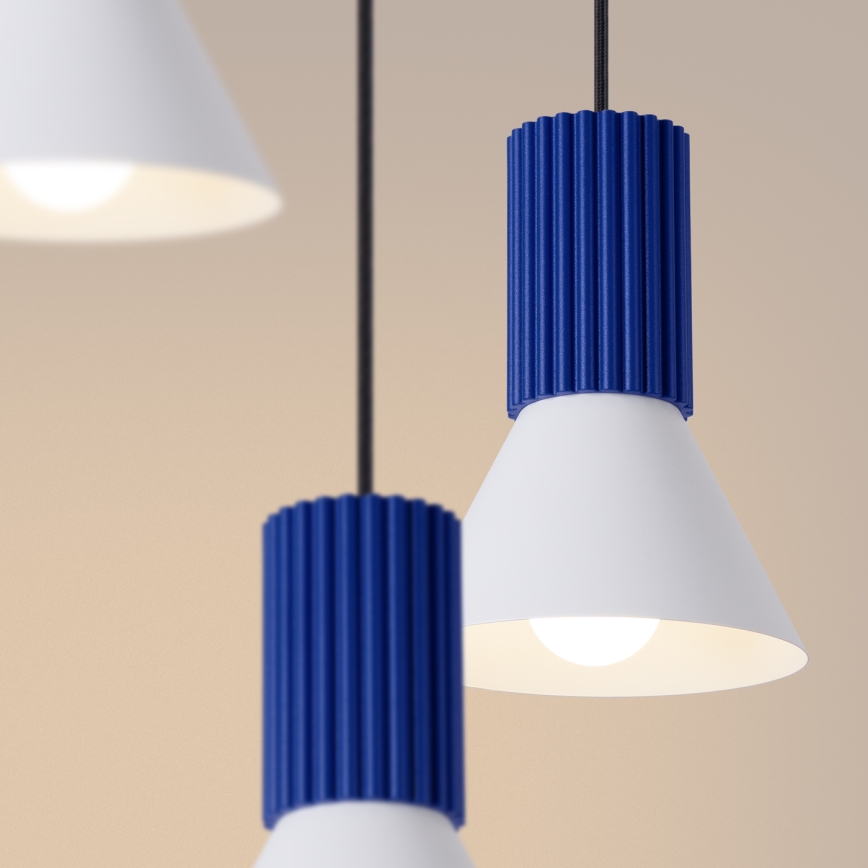 Lampadario a sospensione con cavo ESTRIA 3xE14/10W/230V Ø 30 cm blu