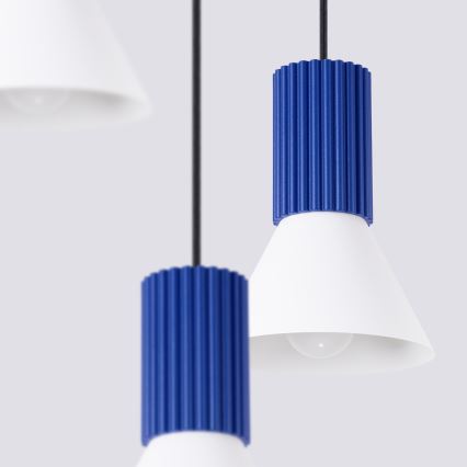 Pendelleuchte an Kabel ESTRIA 3xE14/10W/230V Ø 30 cm blau