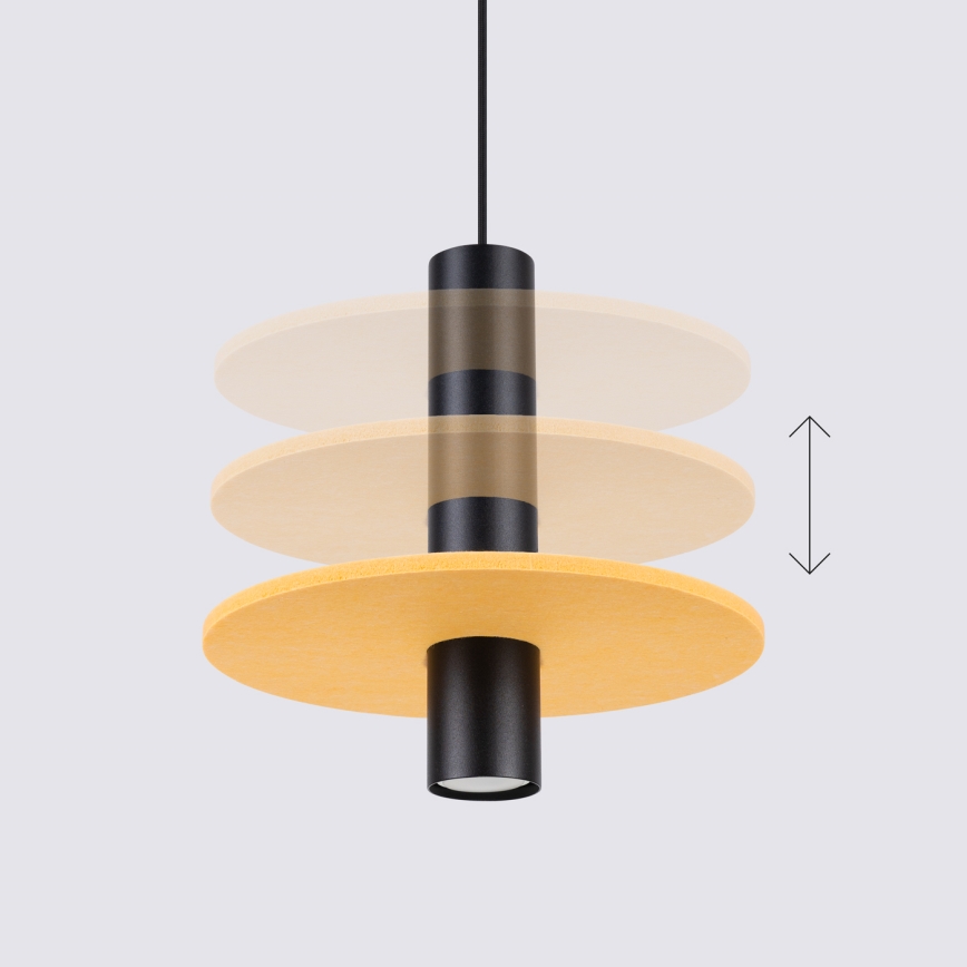 Suspension sur cordon PELTA 1xGU10/10W/230V noir/jaune