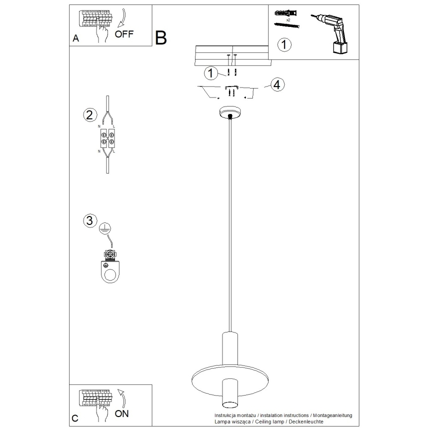 Suspension sur cordon PELTA 1xGU10/10W/230V noir/jaune