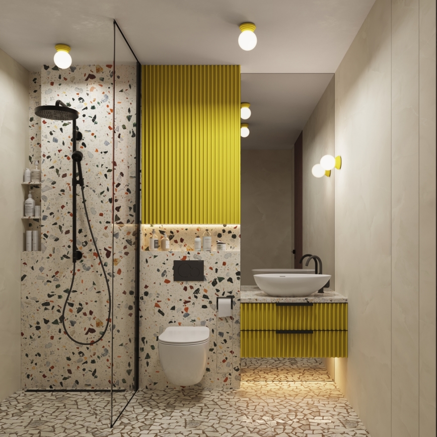 Badezimmer-Wandleuchte ZORI 1xG9/8W/230V IP44 gelb
