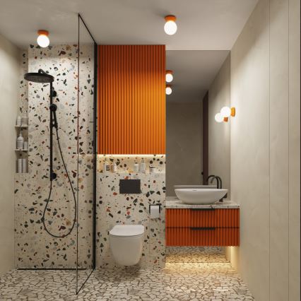 Applique da parete per bagno ZORI 1xG9/8W/230V IP44 arancione