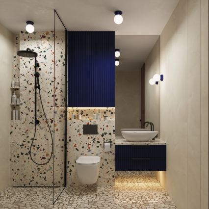 Plafonnier de salle de bains ZORI 1xG9/8W/230V Ø 12 cm IP44 bleu
