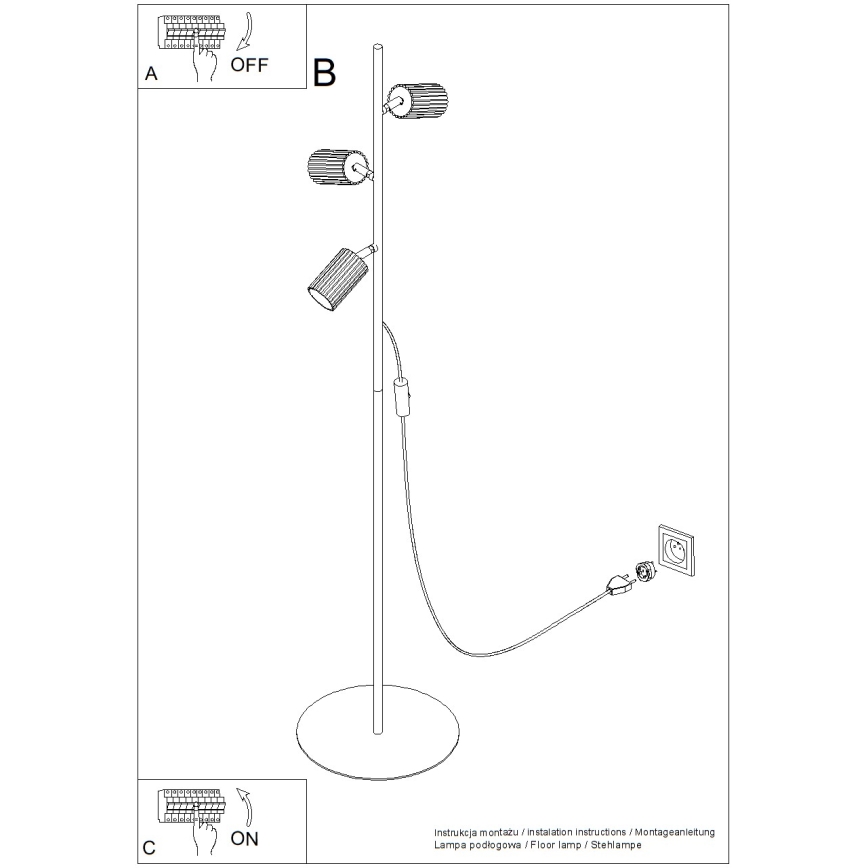 Lampadaire KARBON 3xGU10/10W/230V blanc