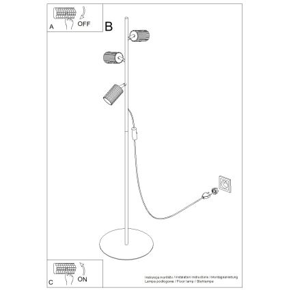 Lampadaire KARBON 3xGU10/10W/230V crème