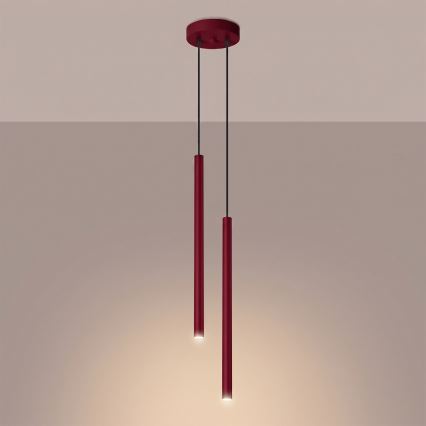 Lampadario a cavo PASTELO 2xG9/8W/230V rosso