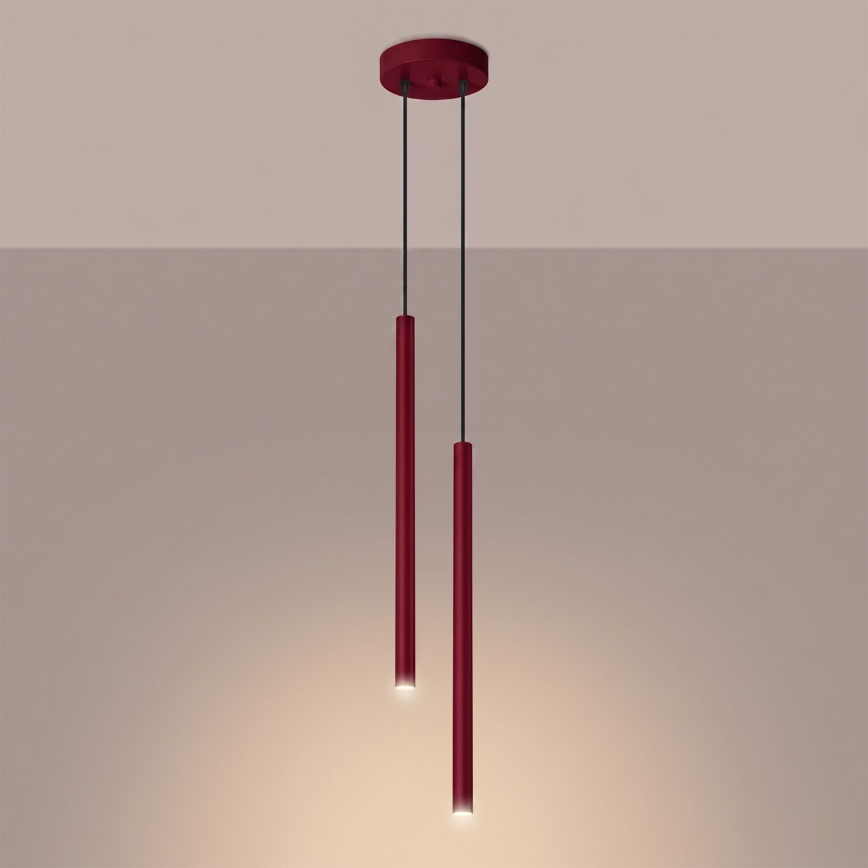 Lampadario a cavo PASTELO 2xG9/8W/230V rosso