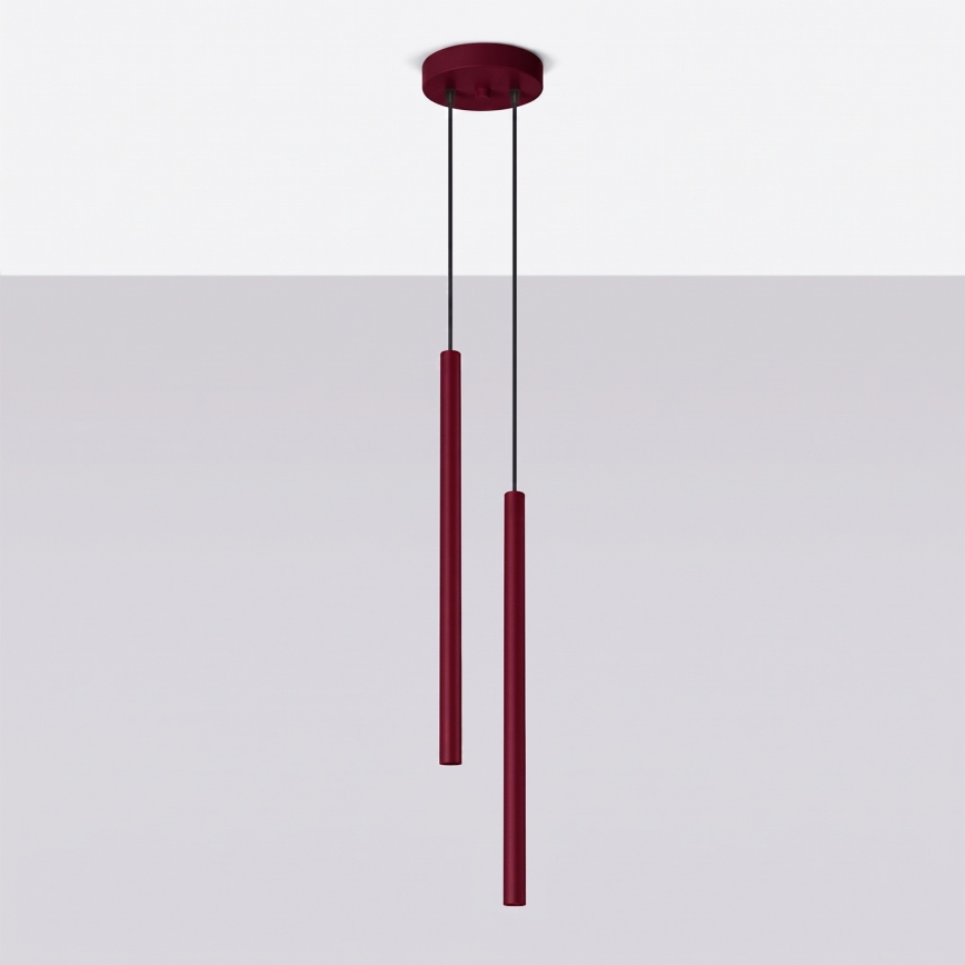 Lampadario a cavo PASTELO 2xG9/8W/230V rosso