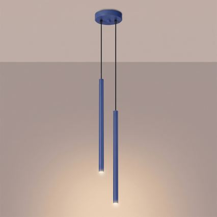 Lampadario a cavo PASTELO 2xG9/8W/230V blu