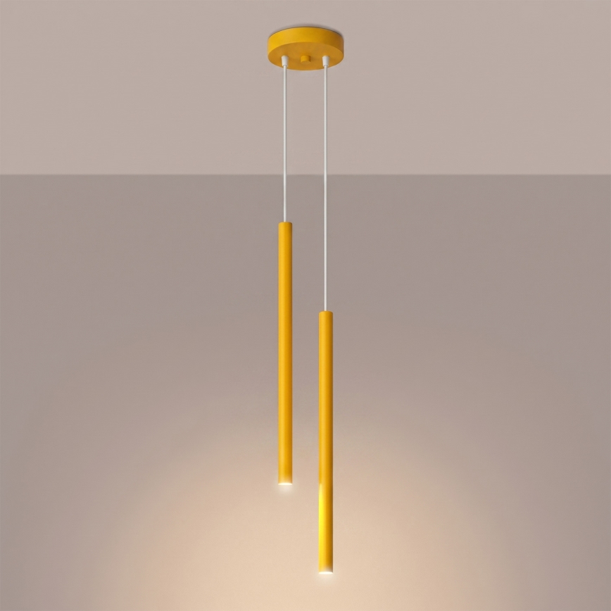 Lampada a sospensione su cavo PASTELO 2xG9/8W/230V gialla