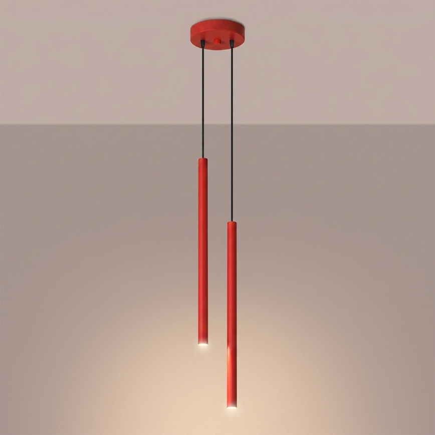 Lampada a sospensione su cavo PASTELO 2xG9/8W/230V rosso