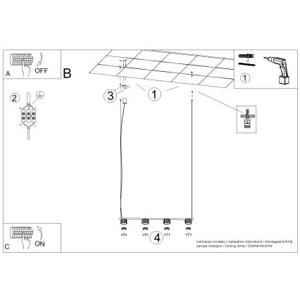 Lampadario a cavo AURA 4xGX53/10W/230V bianco