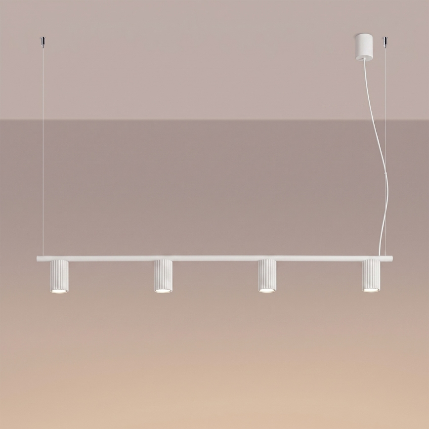 Pendelleuchte KARBON an Kabel, 4xGU10/10W/230V, weiß
