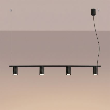 Lampada a sospensione su cavo KARBON 4xGU10/10W/230V nero