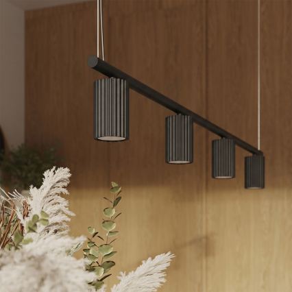 Lampada a sospensione su cavo KARBON 4xGU10/10W/230V nero