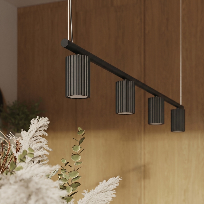 Lampada a sospensione su cavo KARBON 4xGU10/10W/230V nero