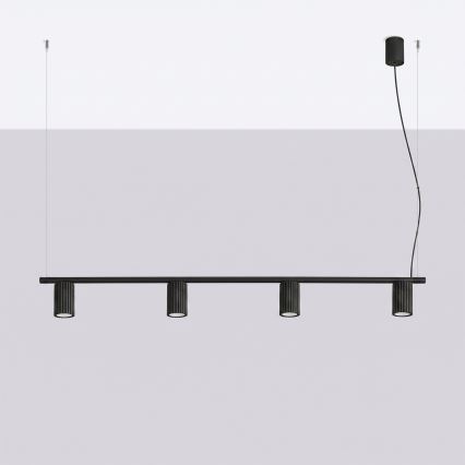 Lampada a sospensione su cavo KARBON 4xGU10/10W/230V nero