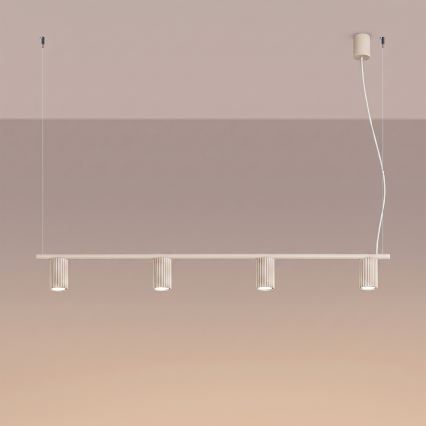 Lampadario sospeso a cavo KARBON 4xGU10/10W/230V colore crema