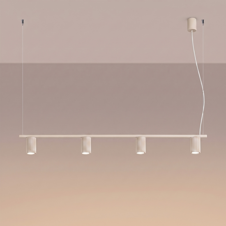 Lampadario sospeso a cavo KARBON 4xGU10/10W/230V colore crema