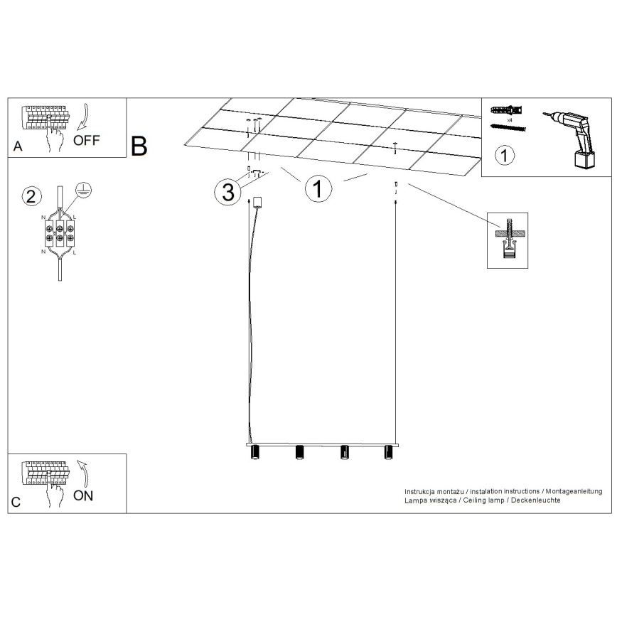 Suspension à câble KARBON 4xGU10/10W/230V crème