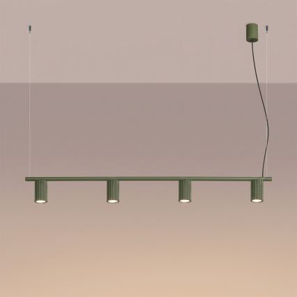 Lampada a sospensione con cavo KARBON 4xGU10/10W/230V verde