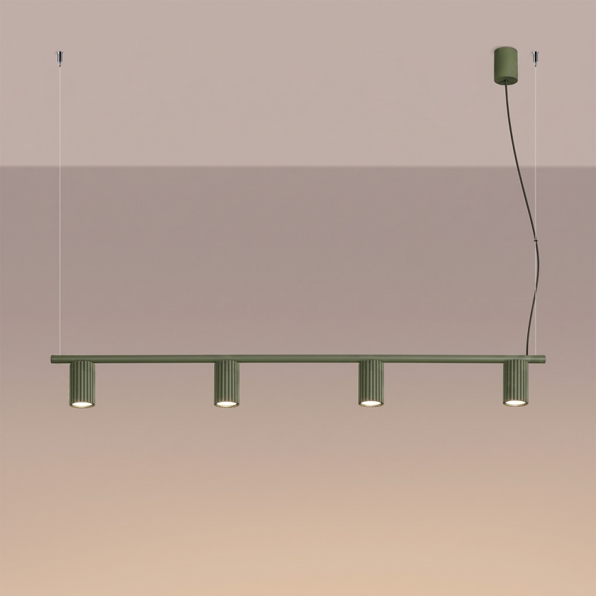 Lampada a sospensione con cavo KARBON 4xGU10/10W/230V verde