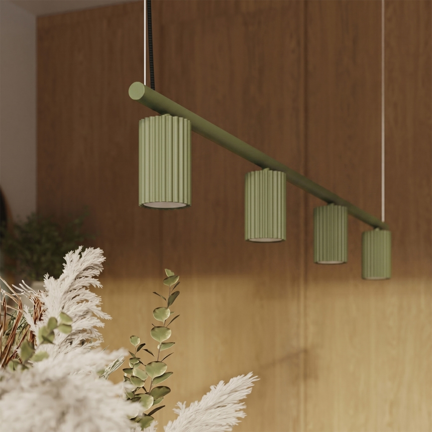 Lampada a sospensione con cavo KARBON 4xGU10/10W/230V verde