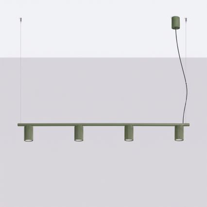 Lampada a sospensione con cavo KARBON 4xGU10/10W/230V verde
