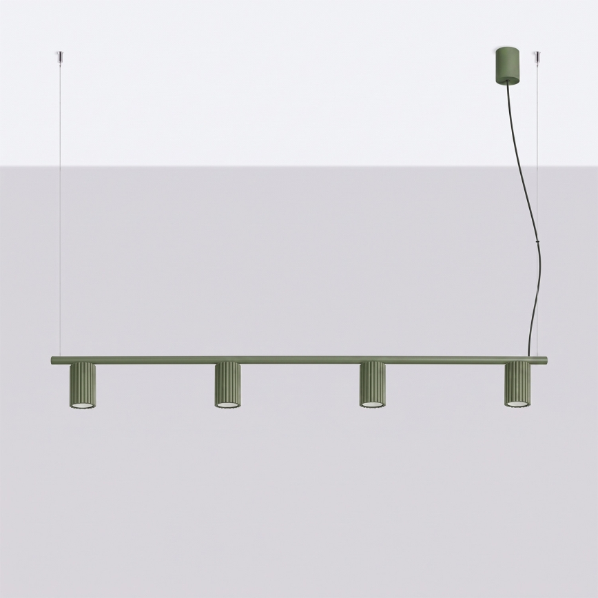 Lampada a sospensione con cavo KARBON 4xGU10/10W/230V verde