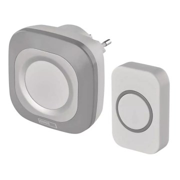 Sonnette sans fil à brancher 230V + 1xCR2032 IP44 gris