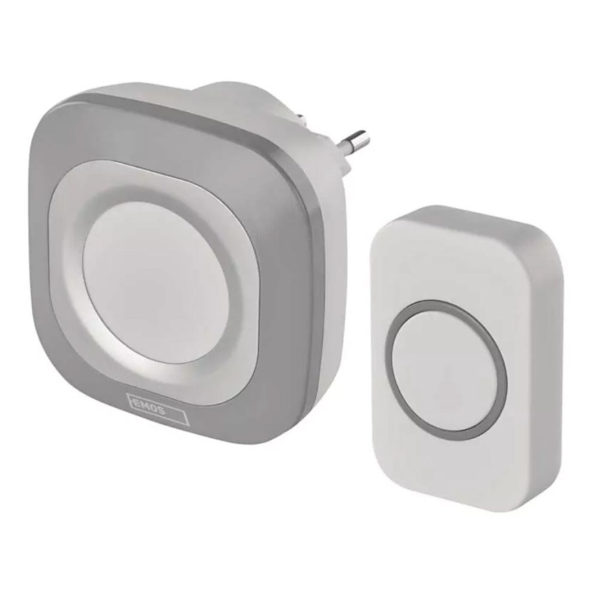 Sonnette sans fil à brancher 230V + 1xCR2032 IP44 gris