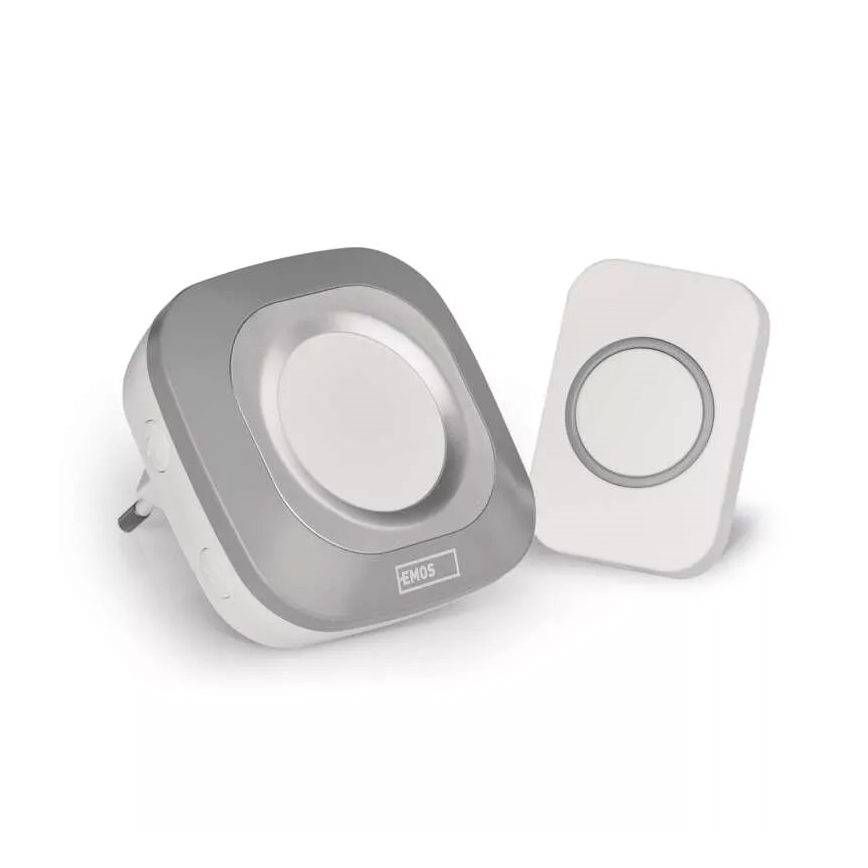 Sonnette sans fil à brancher 230V + 1xCR2032 IP44 gris