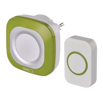 Sonnette sans fil à brancher 230V + 1xCR2032 IP44 vert