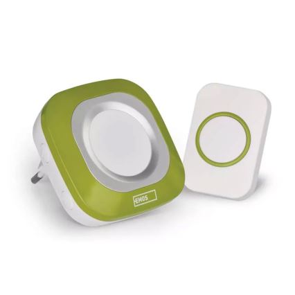 Sonnette sans fil à brancher 230V + 1xCR2032 IP44 vert