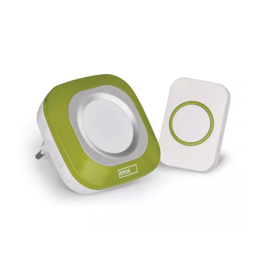Sonnette sans fil à brancher 230V + 1xCR2032 IP44 vert