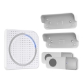 Sonnette sans fil à brancher 230V + 2x bouton 2xCR2032 IP56 blanc
