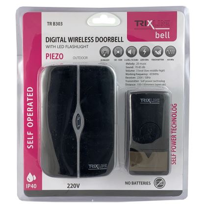 Sonnette sans fil à brancher PIEZO BELL 230V IP40 noir