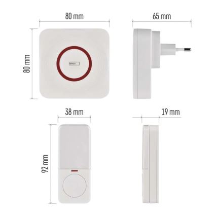 Sonnette sans fil à brancher sur prise GoSmart 230V + 1xCR2032 blanche Wi-Fi