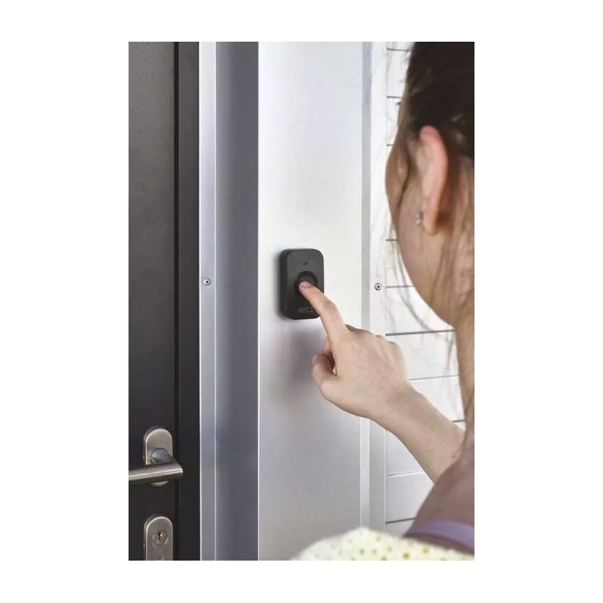 Sonnette sans fil alimenté par piles 3xAAA IP56 noire
