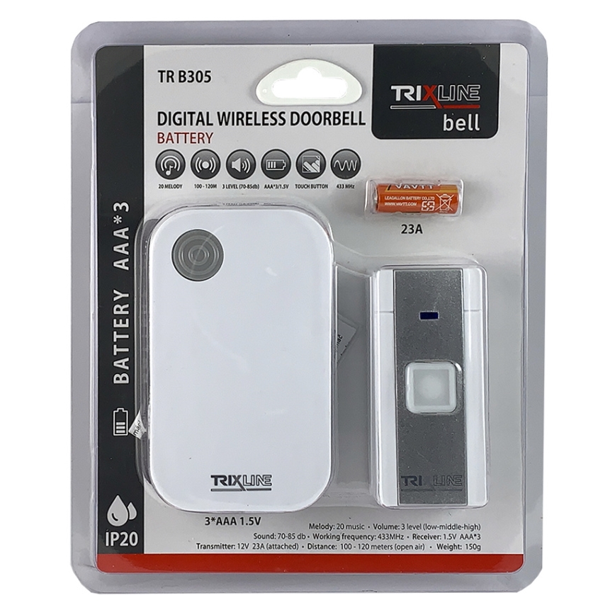 Sonnette sans fil BELL 3xAAA blanc