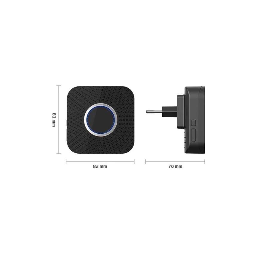 Sonnette sans fil kinetic à brancher 230V noir