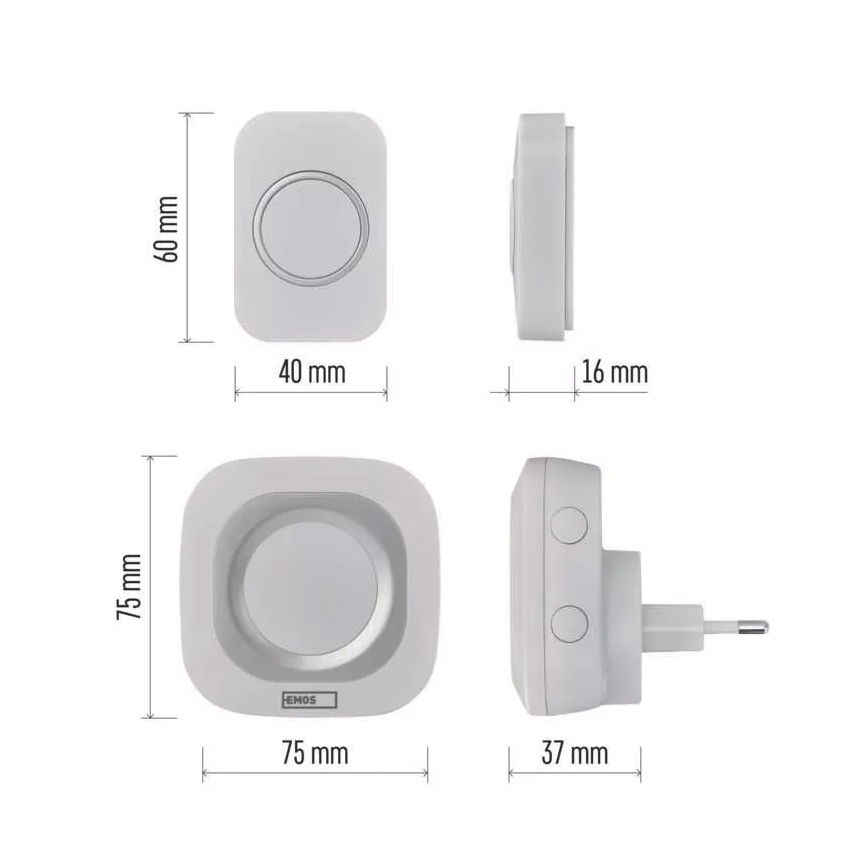 Sonnette sans fil sur prise 230V IP44 blanche