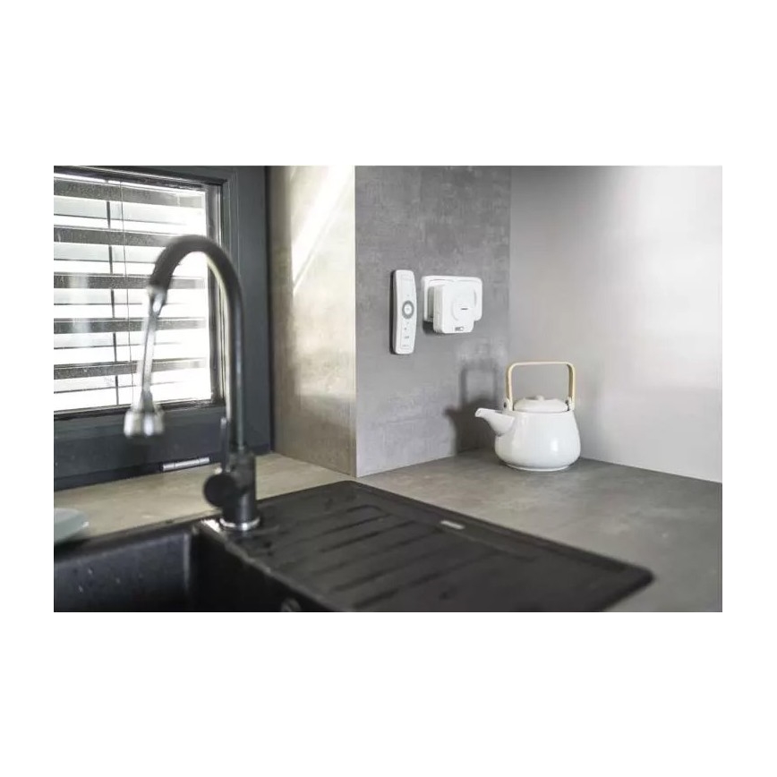 Sonnette sans fil sur prise 230V IP44 blanche