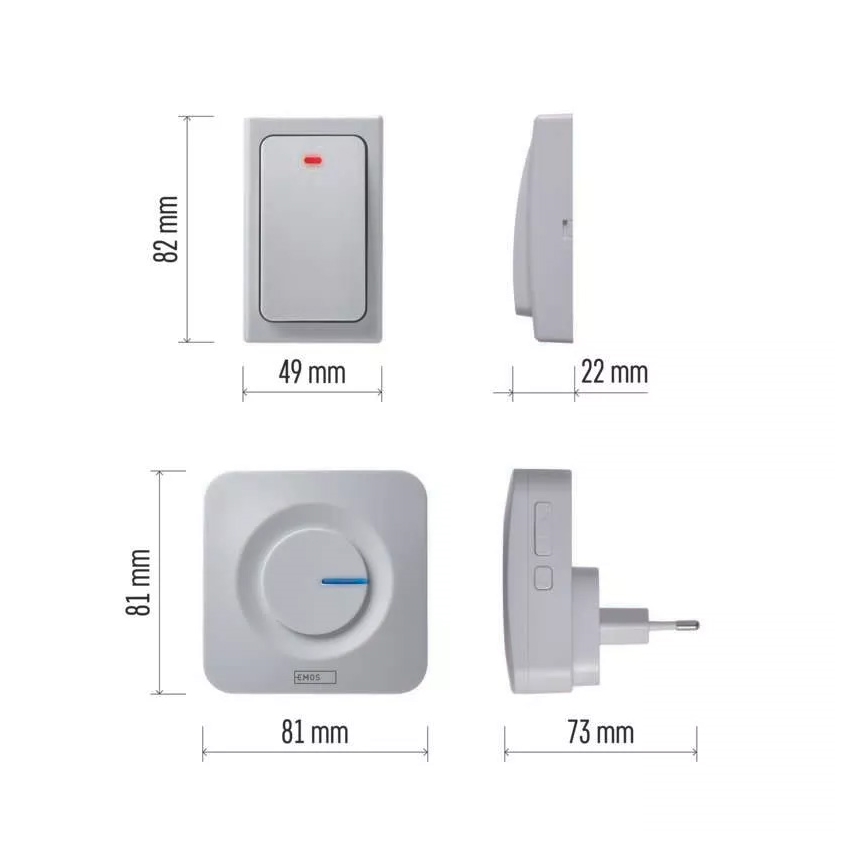 Sonnette sans fil sur prise 230V IP44 blanche