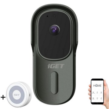 Sonnette video avec détecteur de mouvement Full HD 1080p IP65 Wi-Fi anthracite + enceinte