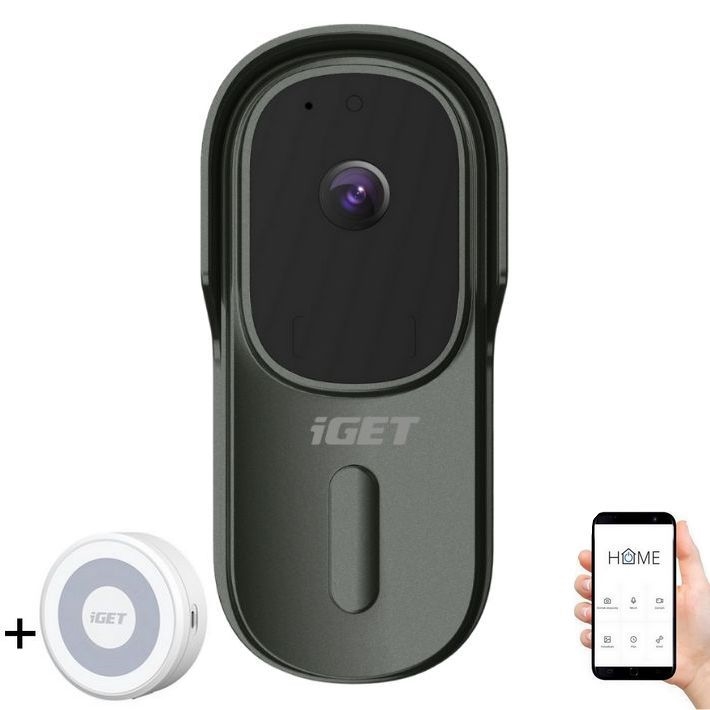Sonnette video avec détecteur de mouvement Full HD 1080p IP65 Wi-Fi anthracite + enceinte