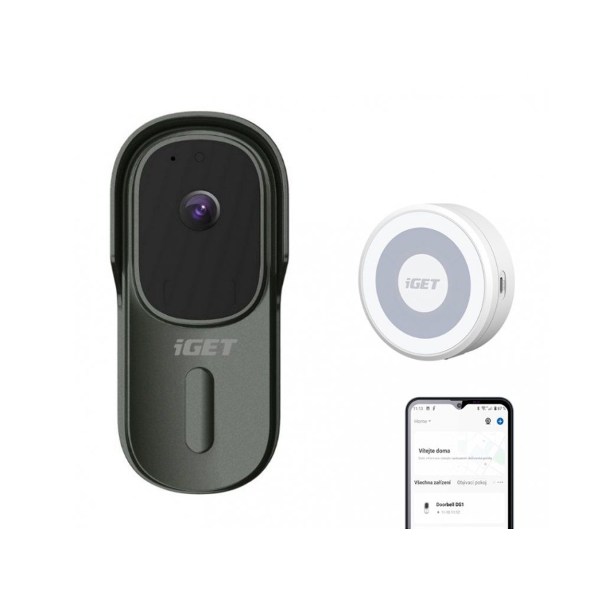 Sonnette video avec détecteur de mouvement Full HD 1080p IP65 Wi-Fi anthracite + enceinte