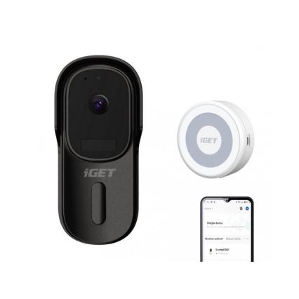Sonnette video avec détecteur de mouvement Full HD 1080p IP65 Wi-Fi noir + enceinte